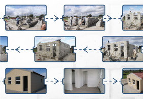 A wall being built with interlocking Stumbelbloc blocks
